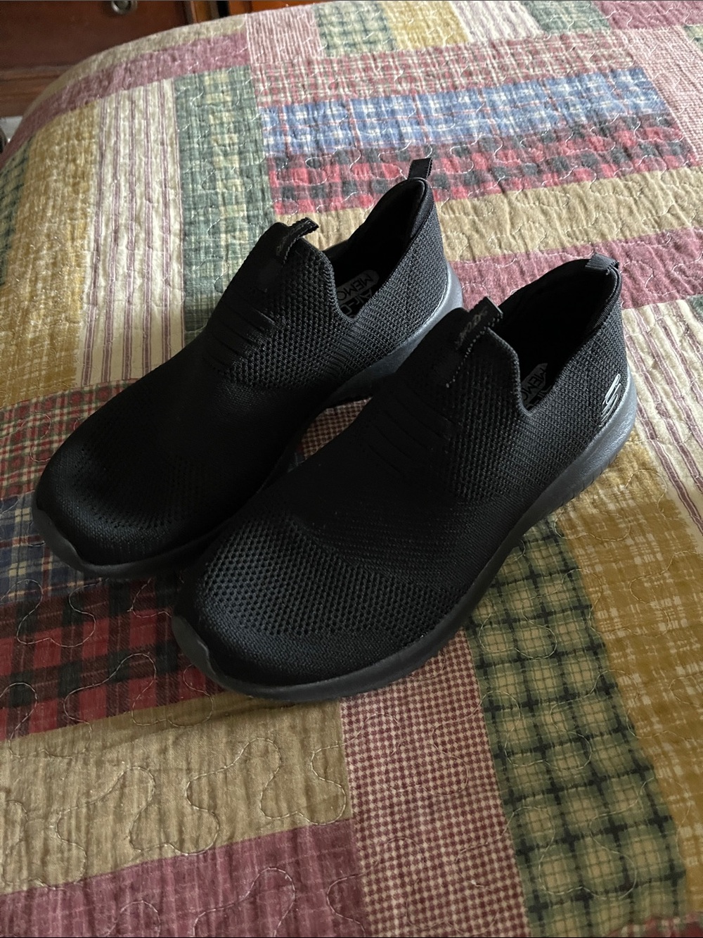 Skechers Men's All-Black Slip-On Knit Sneakers